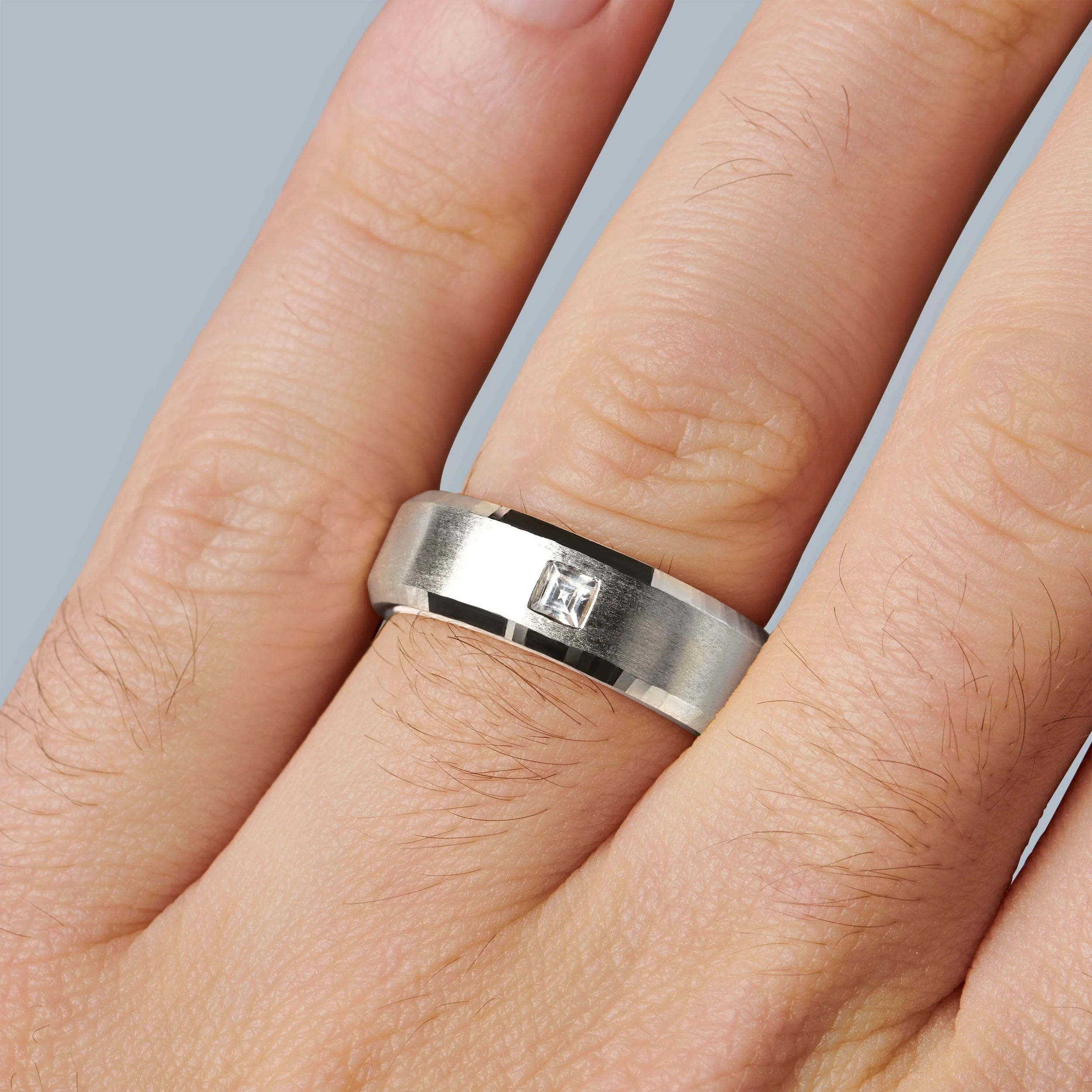 White Zircon Unisex Ring - Crafted - Image 9